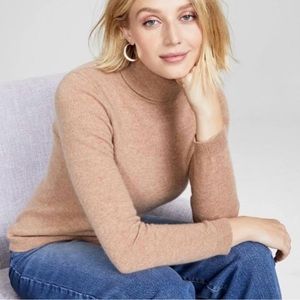 Charter Club Luxury Camel Cashmere Pullover Turtleneck Sweater NWT